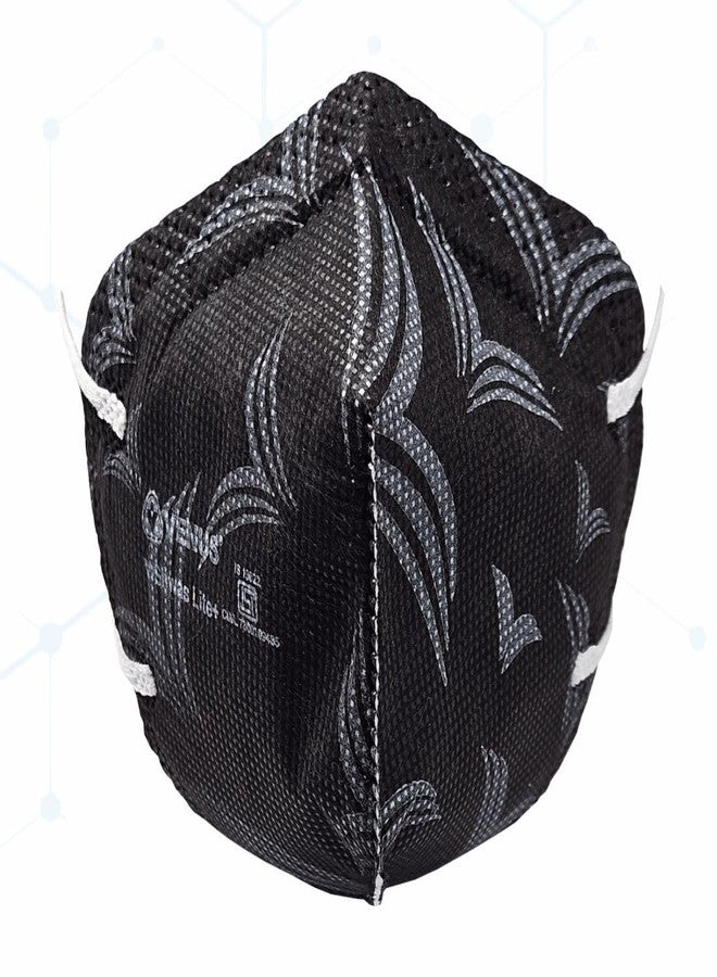 فينوس - في-شواس لايت+ - كمامة وجه مضادة للتلوث للجنسين - معتمدة من معهد المواصفات والمقاييس الهندي (ISI)، تصميم قابل للطي يسهل التنفس بكفاءة ترشيح 98.5%، مزودة بحلقات للأذن - أسود - عبوة من 16 كمامة - Image 1